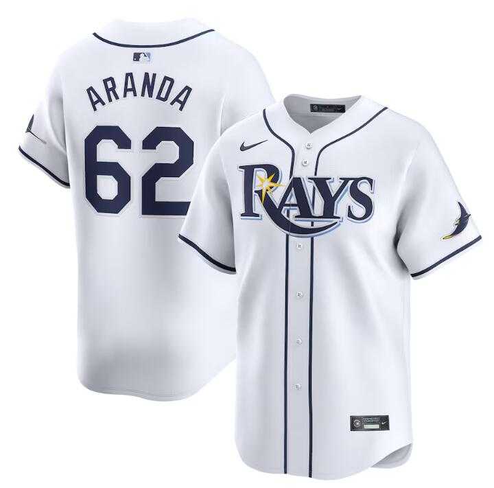 Mens Tampa Bay Rays #62 Jonathan Aranda White Home Limited Stitched Baseball Jersey Dzhi